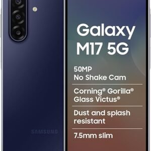 Samsung Galaxy M17 5G (Sapphire Black, 6GB RAM, 128GB Storage)| Circle to Search| Gemini Live| 50MP OIS Triple Camera| IP54 Rating| Gorilla Glass Victus| AI| 6 Gen of OS Upgrades| Without Charger